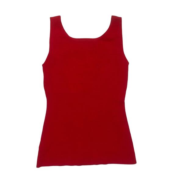 Red Back Cutout Top Size Small Sleeveless Fitted Stretch Tank Sexy Bold - Picture 1 of 6